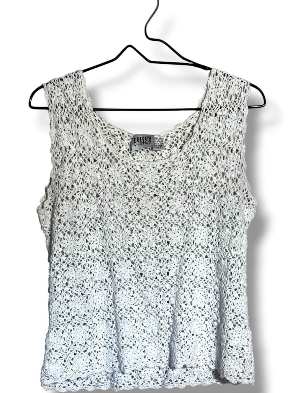Chico's White Sleeveless with Thick Straps Crochet Loose Fit Layerable Tank Top - Picture 14 of 16